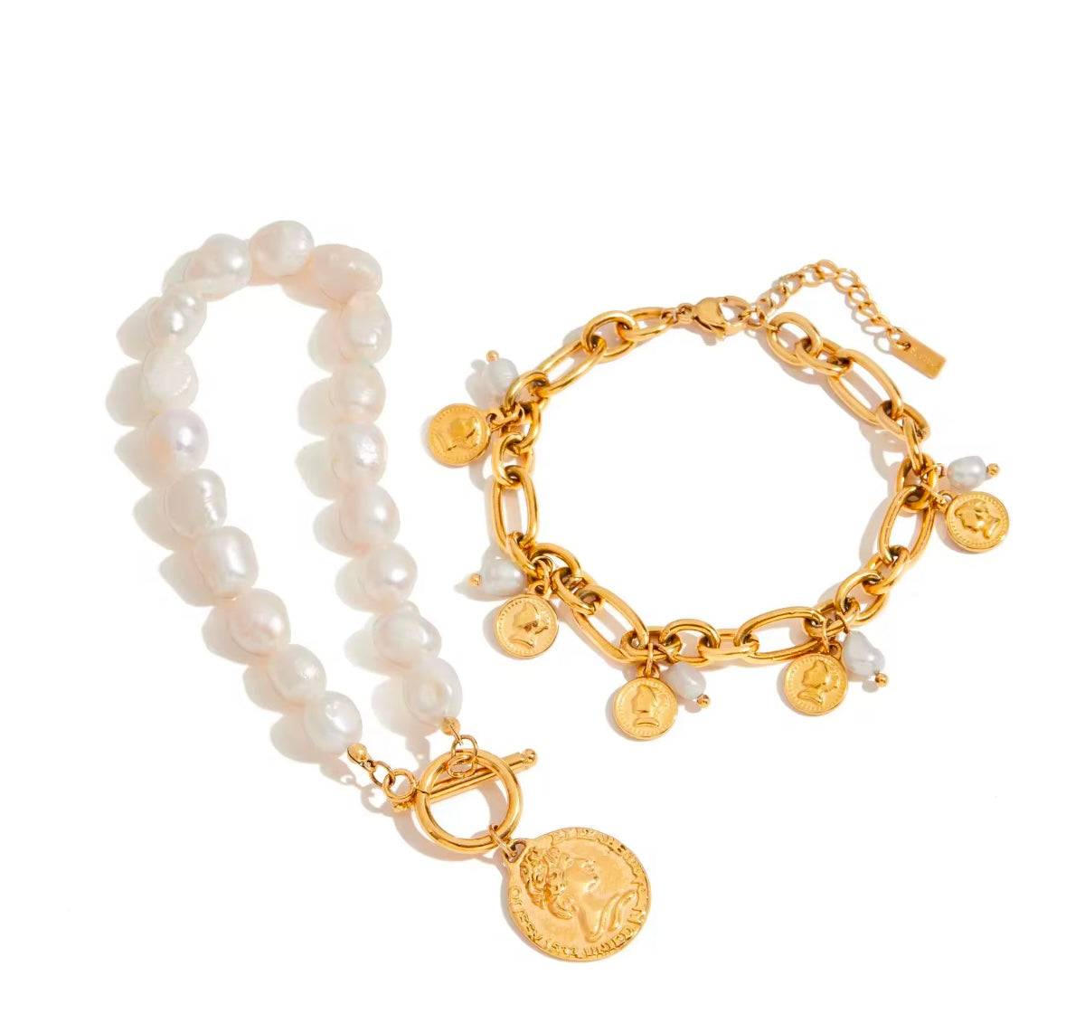 The Roman Pearl Charm Bracelet