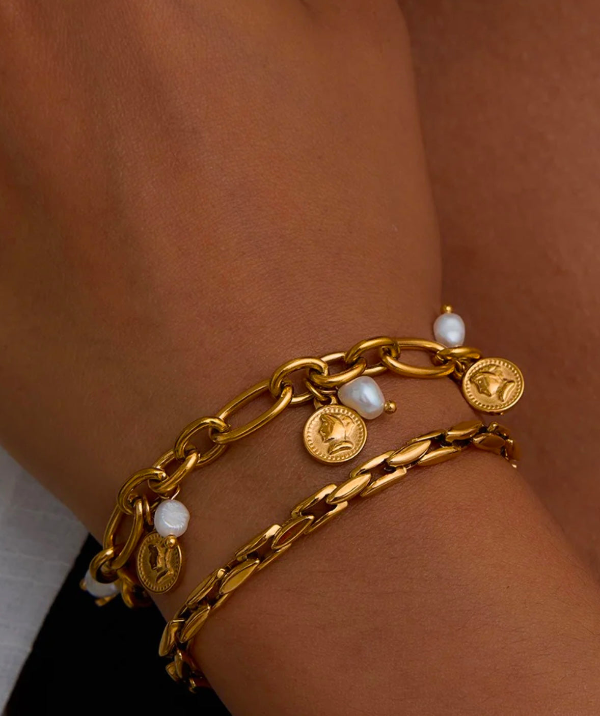 The Roman Pearl Charm Bracelet