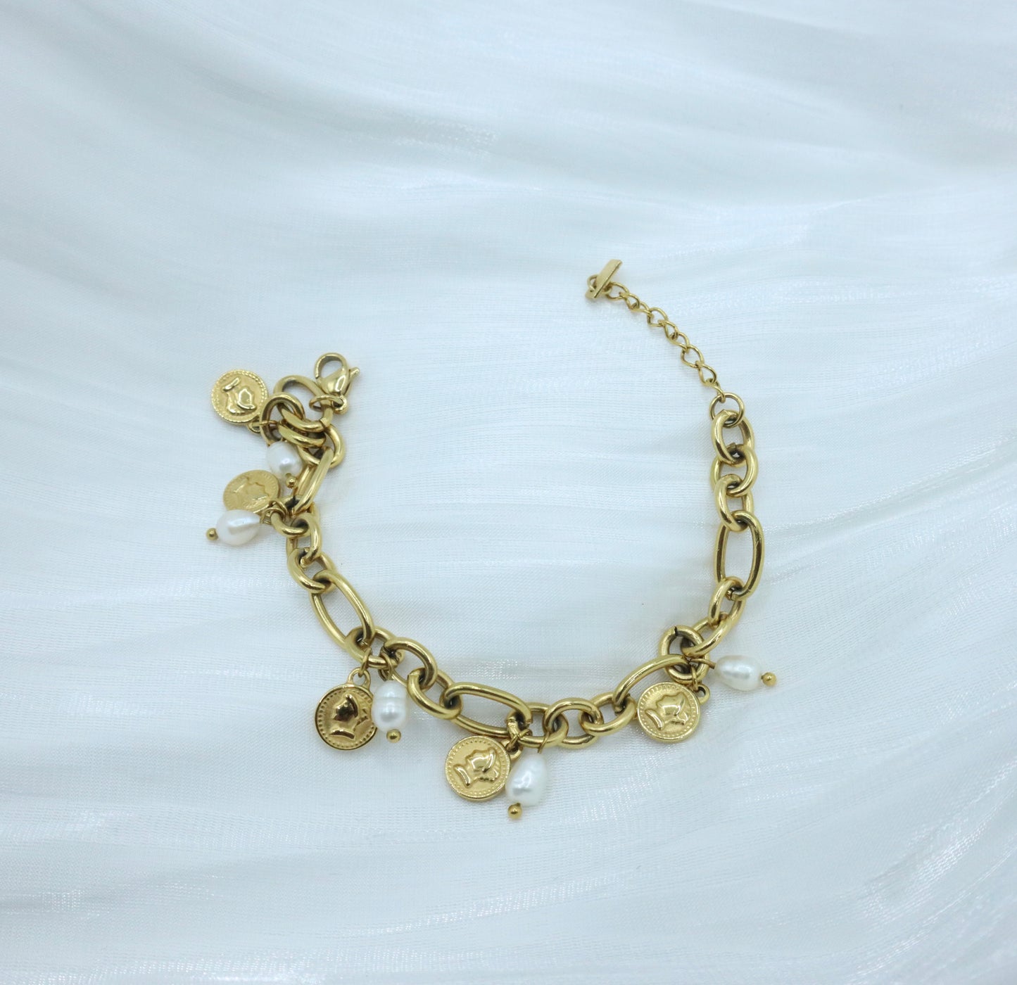 The Roman Pearl Charm Bracelet