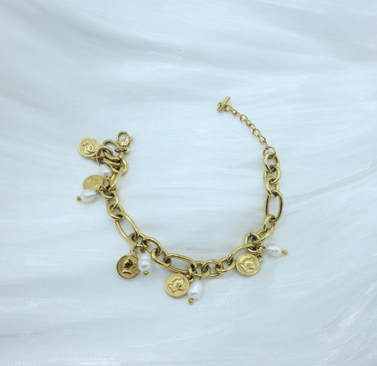 The Roman Pearl Charm Bracelet